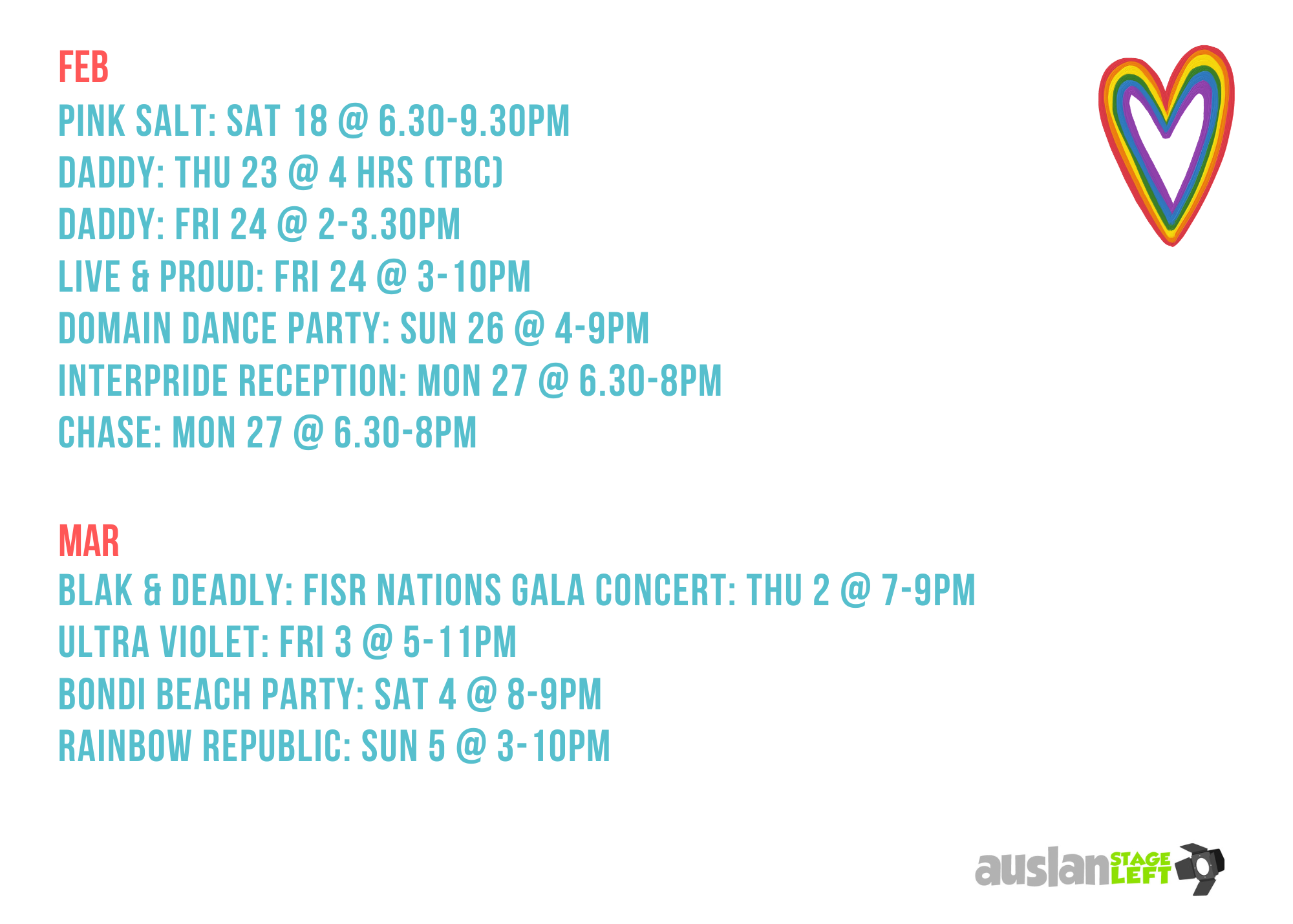 Auslan interpreted events - listed as at 05.01.23 - more updates will be shared here and on our FB page